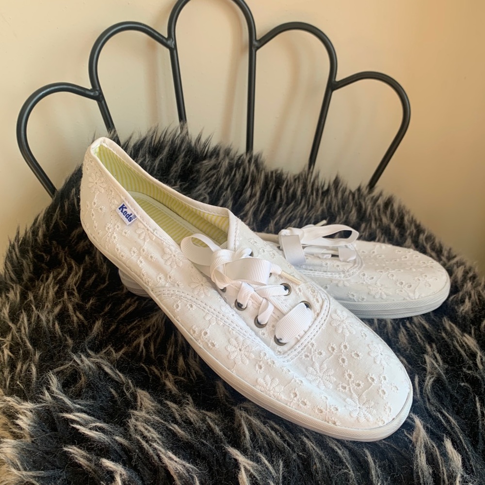Keds white floral lace sneakers